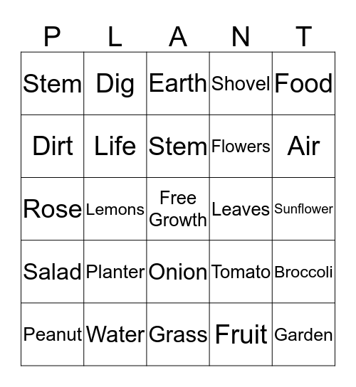 Plant Week Bingo Card