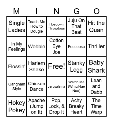 Line Dance Bingo Card