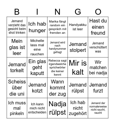 Marburg Bingo Card