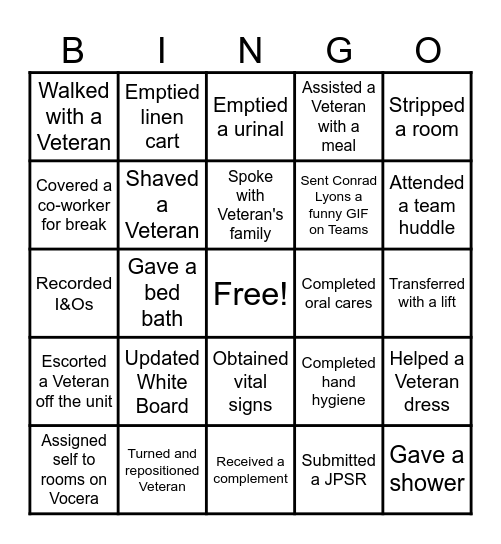 Nurses' Week Bingo: NA Edition Bingo Card