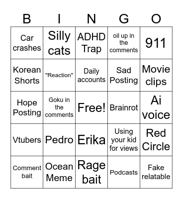 Bingo Instagram Bingo Card