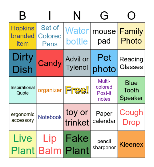 What's on Your Desk? Bingo Card