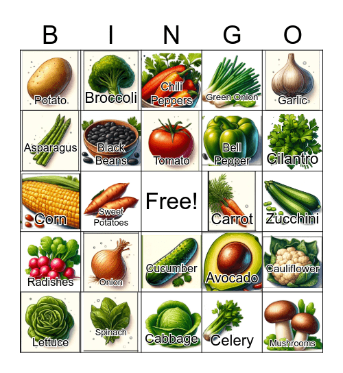 Food Bingo Card