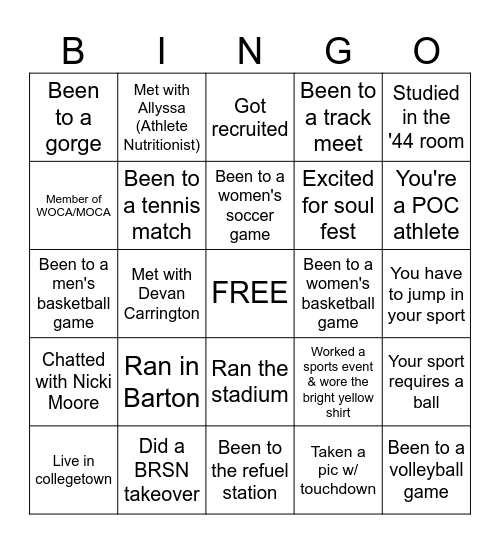 WOCA x MOCA Bingo Card