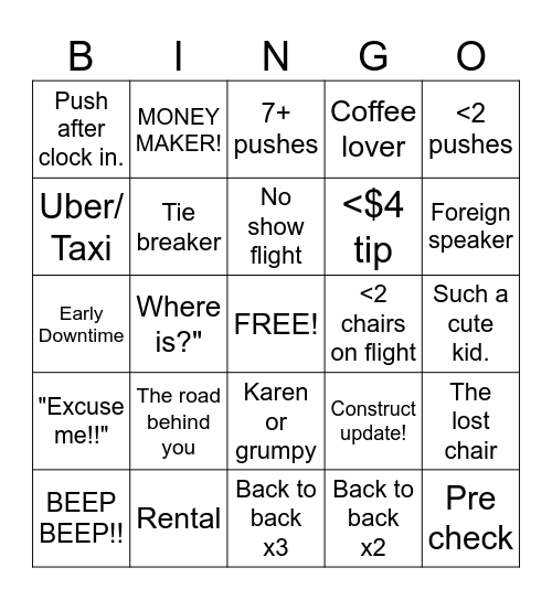 PSA Bingo Card