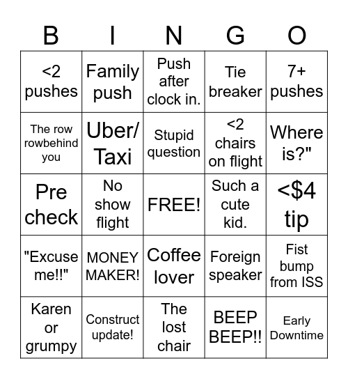 PSA Bingo Card