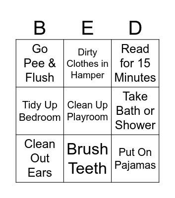 BEDTIME Bingo Card