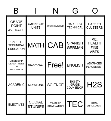 GRADUATION REQUIREMENTS Bingo Card