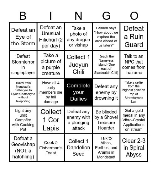 Balemoon Bingo Card