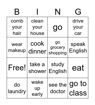 Do you have to...? Bingo Card