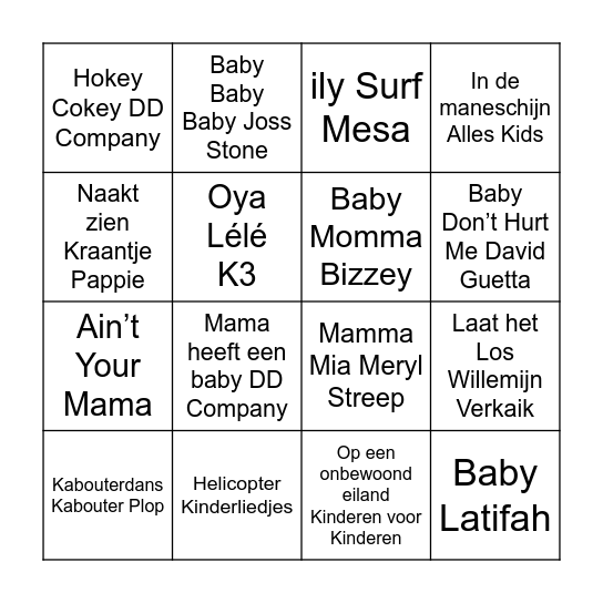 BABY MOMMY DISCO BINGO Card