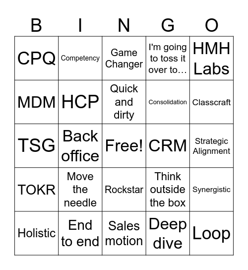 HMH Business Lingo Bingo Card