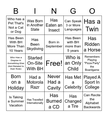 BH-INGO MADNESS Bingo Card