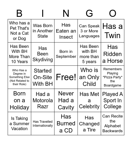 BH-INGO MADNESS Bingo Card