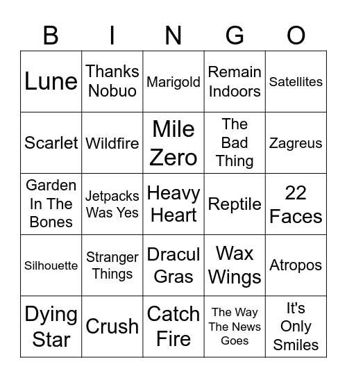 Periphery Setlist (Meaghan's Version) Bingo Card