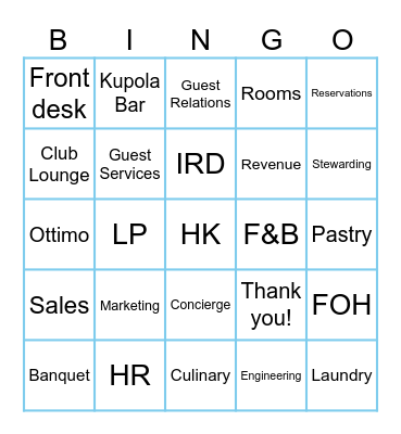 AAW Bingo Card