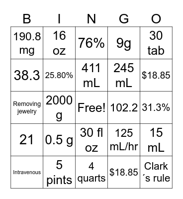 Pharm Tech Bingo Card