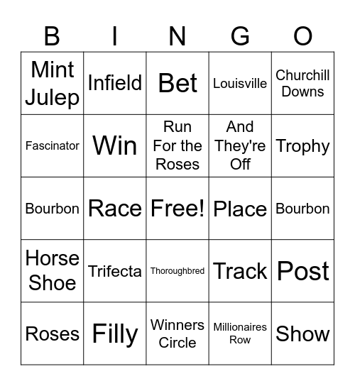 Derby Bingo Card