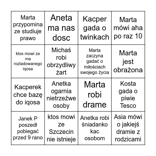 MANAGMENT W MIĘDZYWODZIU Bingo Card