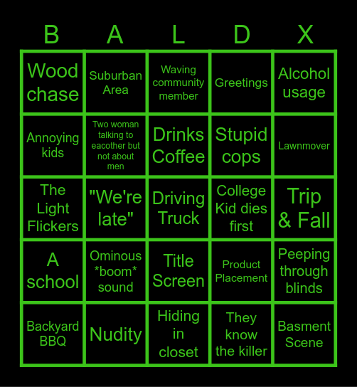 Clovehitch Killer Bingo Card