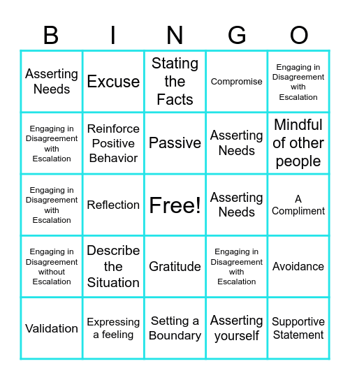 Communication Skills Bingo Card