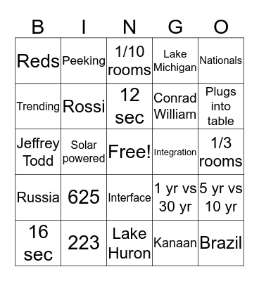 Schein/Midmark Bingo Card