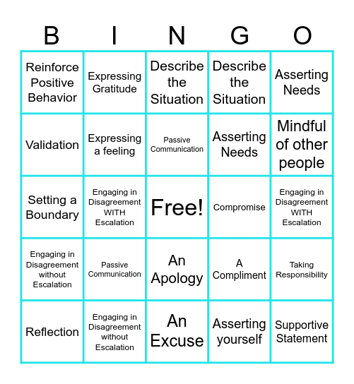 Communication Skills Bingo Card