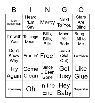 2000’s B-Sides Bingo Card
