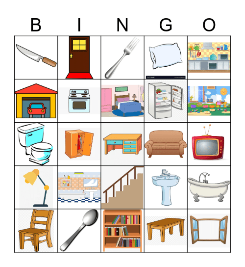 House and Furniture Bingo Card