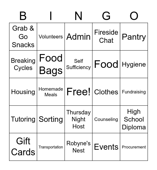 Robynes Nest BINGO Card