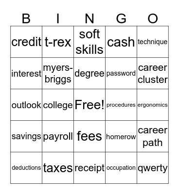 Business & Career Skills Bingo Card