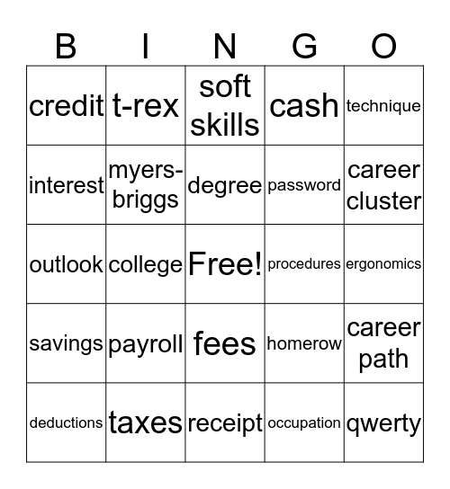 Business & Career Skills Bingo Card