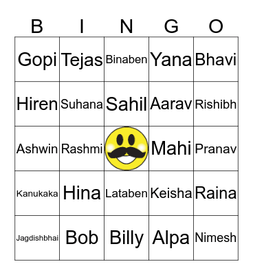 Family BINGO!!! Bingo Card