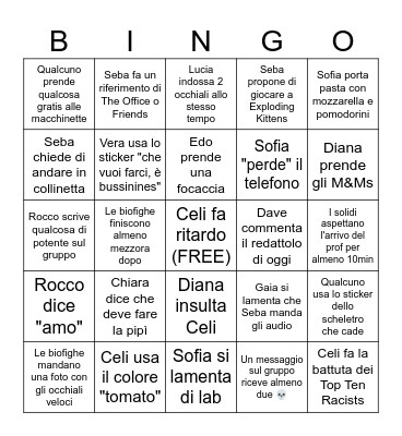 Civette Bingo Card