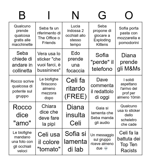 Civette Bingo Card