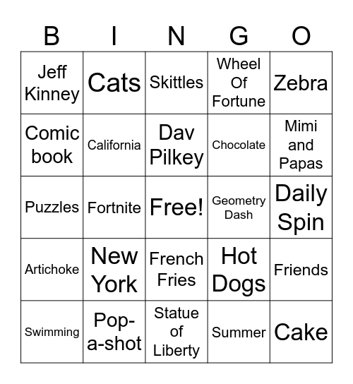 Untitled Bingo Card