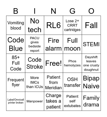 Post-Eclipse ICU Bingo Card