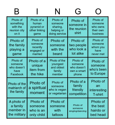 ACGT Family Reunion 2024 Bingo Card
