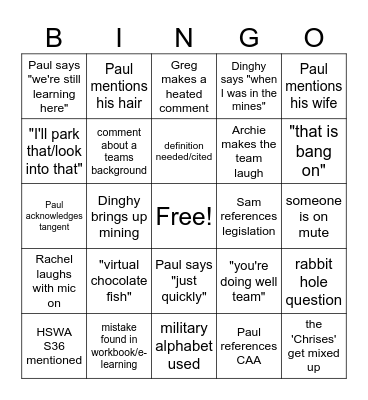 Cohort 26 Bingo Card