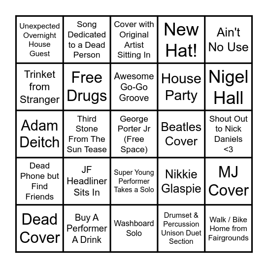 JAZZFEST BINGO Card