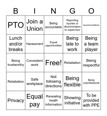 What are my rights and responsibilities? Bingo Card
