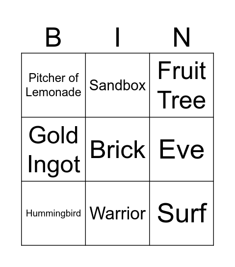 infinite craft Bingo Card