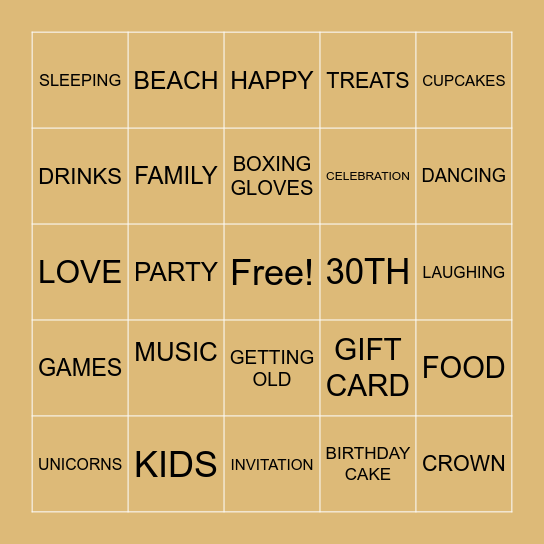 BIRTHDAY BINGO Card