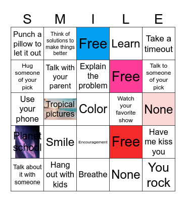 Calm down and smile bingo Card