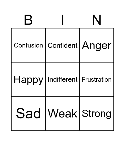 EQ Bingo Card