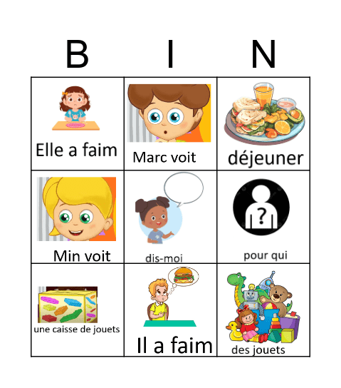 Chanson des jouets Bingo Card