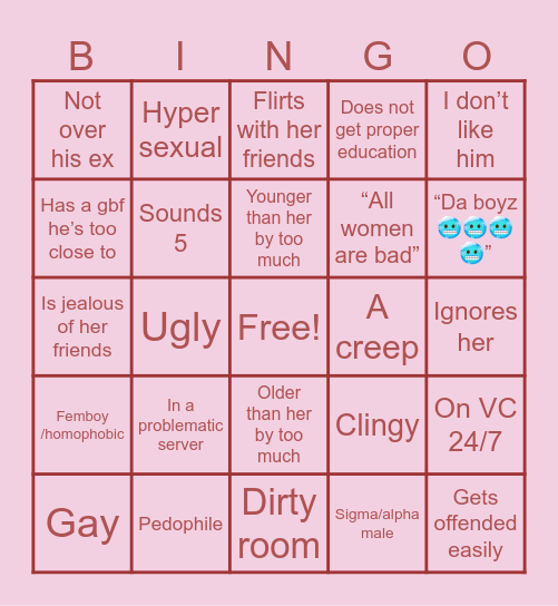 MK’s BF Bingo Card