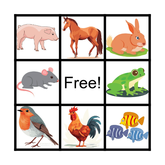 BARN YARD BINGO Card