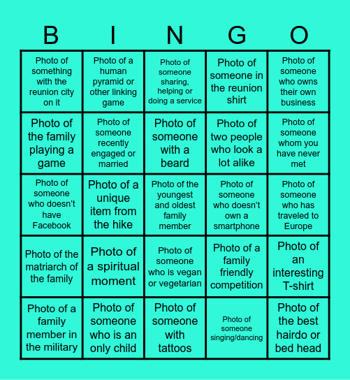 ACGT Family Reunion 2024 Bingo Card