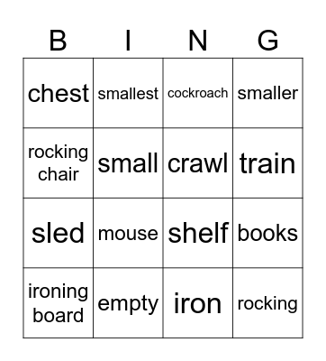 Attic Bingo Card